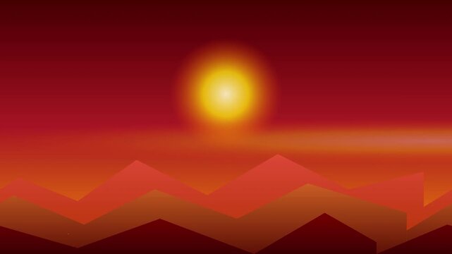 organic warm sunset gradient mountain landscape vector animation