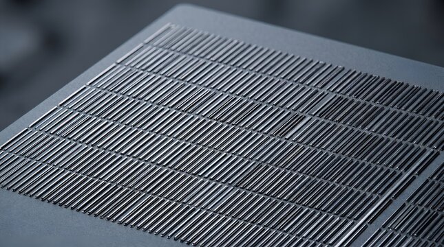 Macro Photographic View of a Spintronic Memory Substrate with Magnetic Track Pathways.