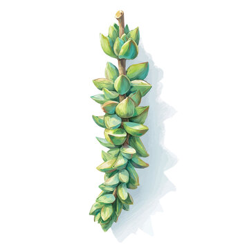 Hand-painted watercolor artwork of Burros Tail, isolated on white background