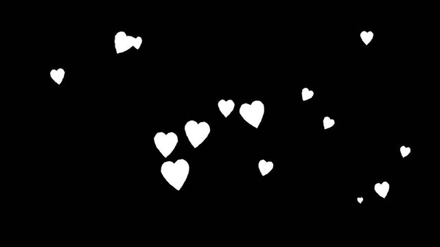 Animated White Hand Drawn Hearts Floating Sweet Pop Seamless Loop Alpha