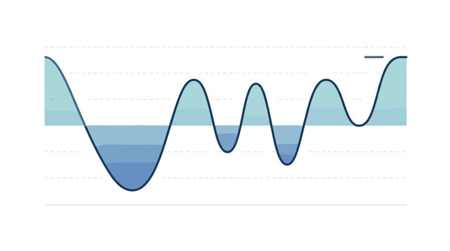 Abstract blue wave graph showing fluctuating data and trends on a white background Vector