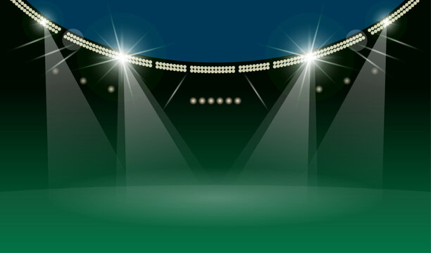 Concert Stage Lighting Background with Spotlights and Stadium Lights