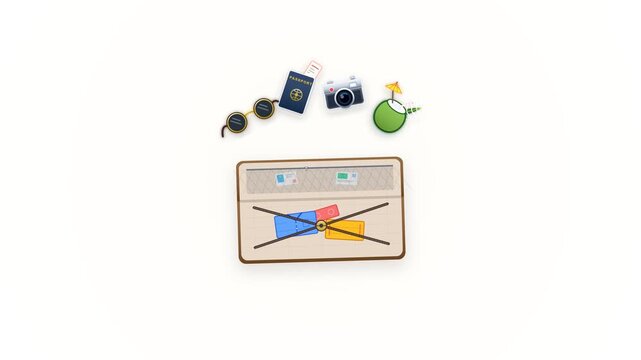 Retro Suitcase Wanderlust Travel Accessories Pop Up Animation