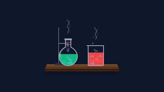 Lab Chemical Science Experiment Flasks Animation