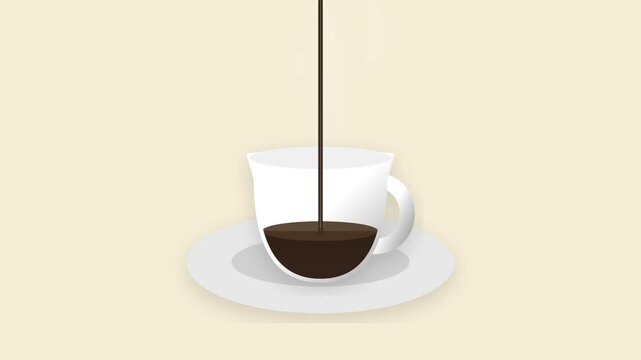 Retro Coffee Pouring in Cup Loop Animation