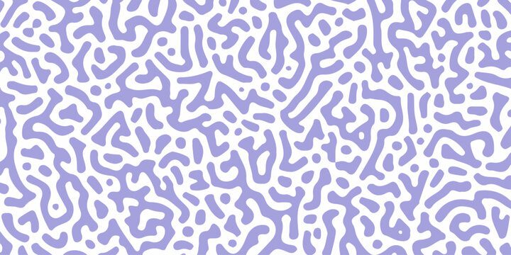Lavender reaction diffusion seamless pattern vector graphic background with abstract organic lines and maze shapes. Natural coral, maze, or turing patterns