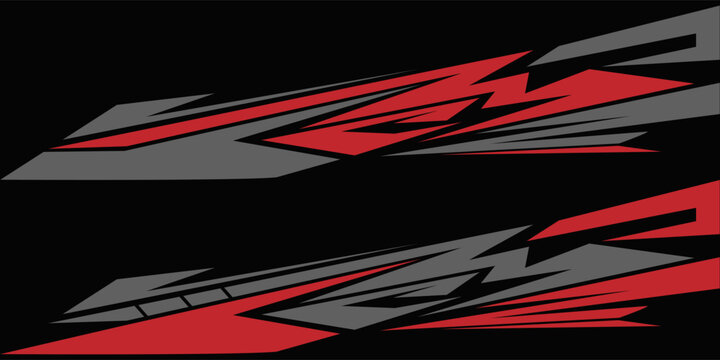 Red and Grey Racing Stripes Decal Graphic for Car Side Body Wrap