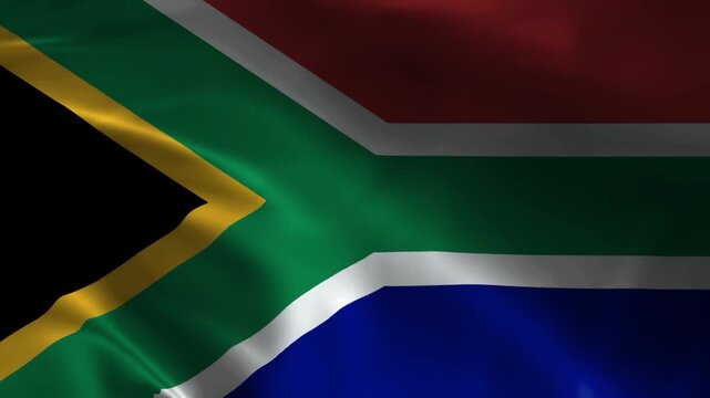 South Africa flag animation with realistic fabric texture and dramatic lighting