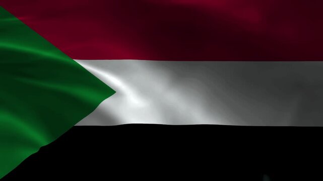 Sudan flag animation with realistic fabric texture and dramatic lighting