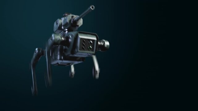 Armed robotic quadruped with heavy cannon