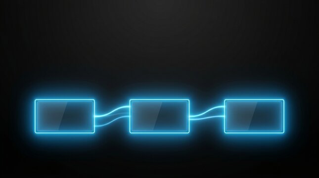 Blockchain technology concept with glowing connected blocks