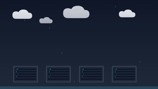 cloud computing server data storage vector animation