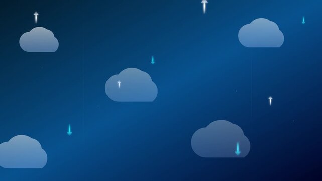 cloud computing server data blue white animation
