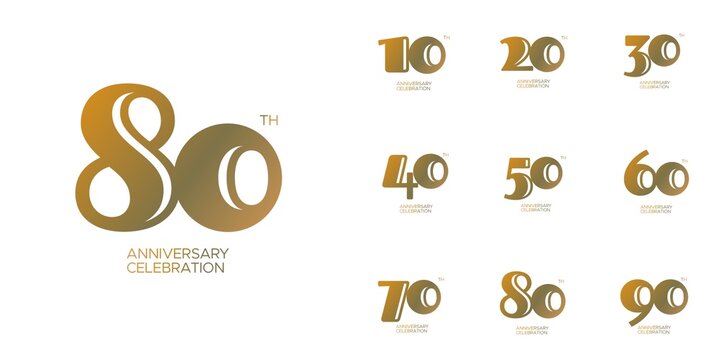 Luxury corporate graphic collection of vector anniversary logotypes isolated on a white background.