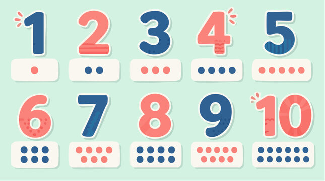 Playful Digits Number Illustrations 110 with Dot Counters for Early Education