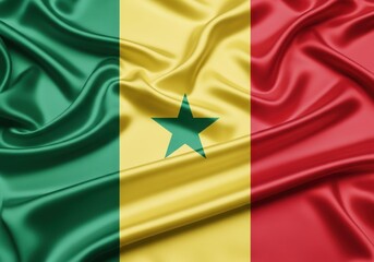 Plakat Senegal flag waving silk fabric texture background