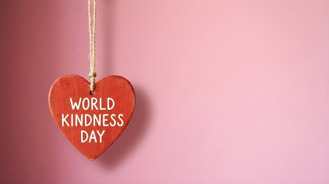 World kindness day wooden heart hanging decoration