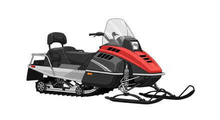 Vector CAD illustration of a modern red and black snowmobile isolated on white background © Rishi