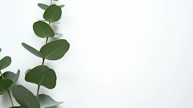 Single vertical eucalyptus stem on white background.