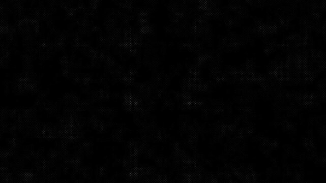 Animated black technology background featuring random data dots, digital information grid, abstract wave motion, glowing particle matrix and retro halftone 4k loop effect