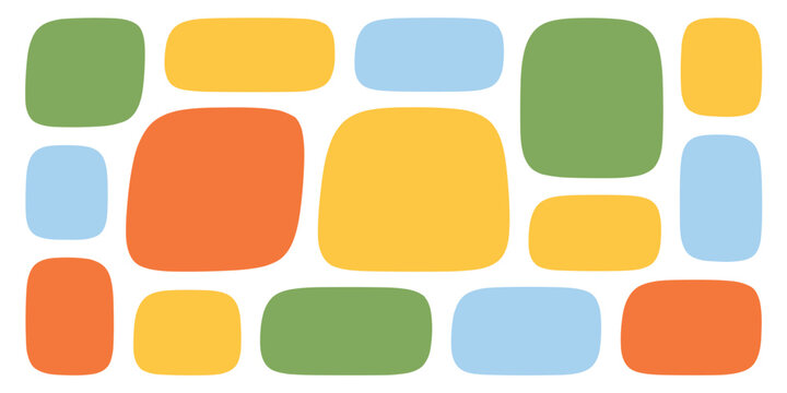 Organic rounded rectangles in green orange yellow and blue