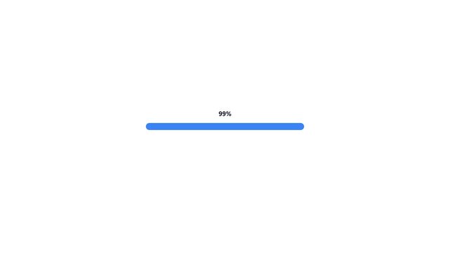 Animated progress bar loading animation with green checkmark success icon.