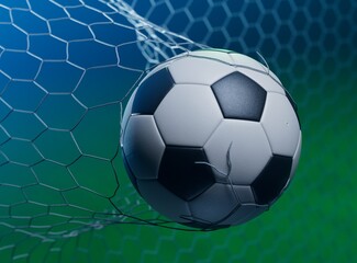 Soccer ball trapped in netting