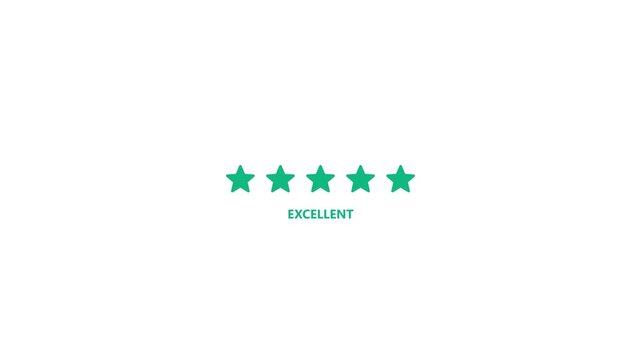 Five Star Rating Animation Showing Poor One Star and Excellent Five Star Feedback.