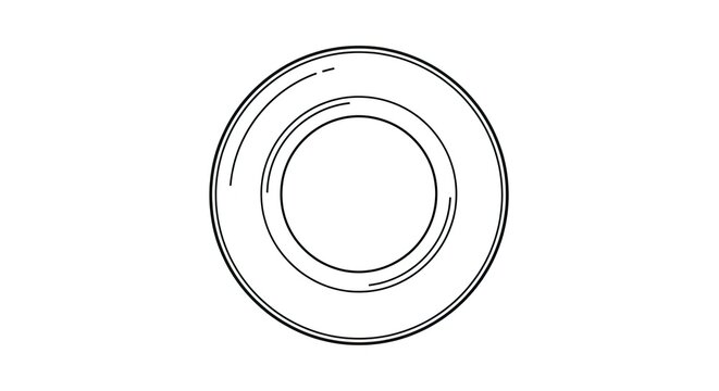 Empty ceramic plate top view line art icon illustration