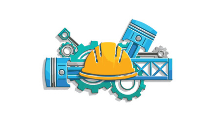 Fototapeta premium Colorful construction hat on gear.