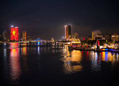 Night scene of the Han River, in Da Nang city,central Vietnam.