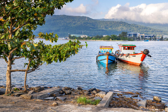 Fishing boats at Da Nang peninsular,along the central coast of Vietnam.