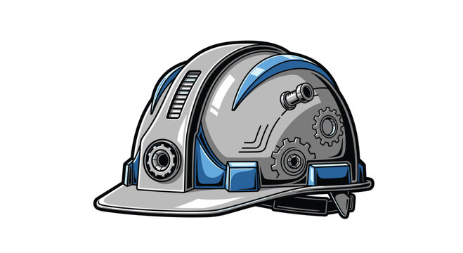 Futuristic Hard Hat with Blue Accents.
