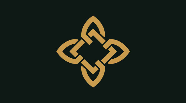 Modern geometric Celtic knot logo concept features minimalist interwoven design