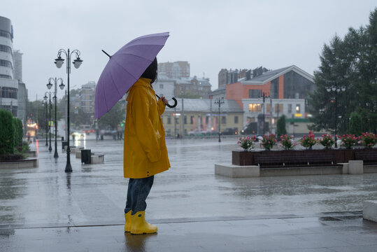 Woman in the rain