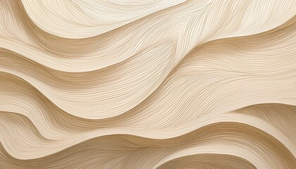 Obraz premium Light Cream Paper Background With Delicate Pencil Wavy Line Texture Resembling Wood Grain