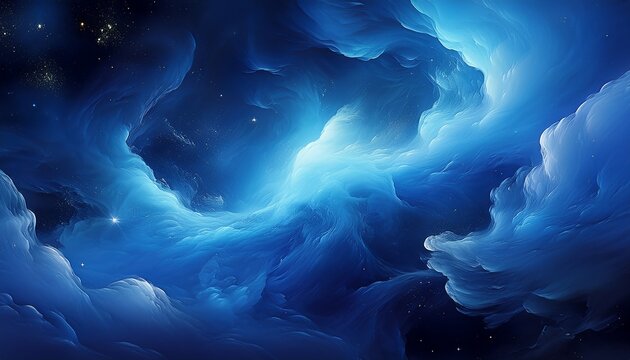 Mystic Blue Nebula Smoke Atmospheric Blue Space Cloud For Cosmic Designs