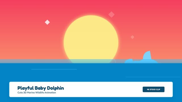 Playful Baby Dolphin Jumping Out of the Ocean Water During a Beautiful Sunset.