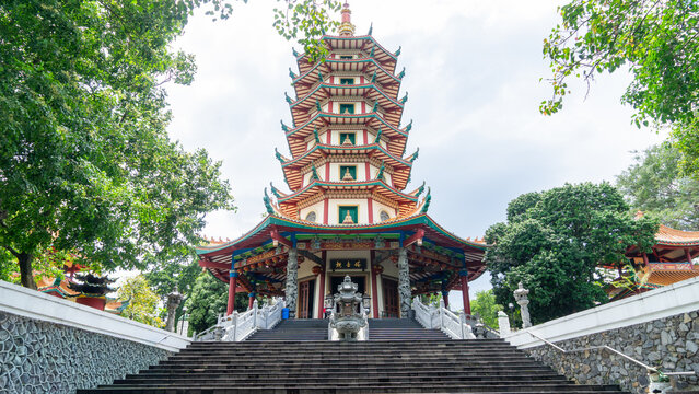 Pagoda Avalokitesvara Watugong Buddhist Temple Complex in Semarang Indonesia