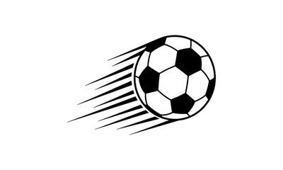 Fototapeta premium Flying soccer ball illustration with motion trail speed lines isolated on white surface.
