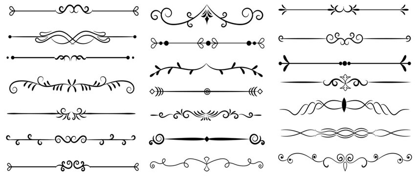 decorative divider border vectors with ornate floral geometric line separators collection