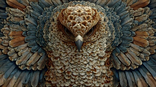 Intense macro close-up of a hawk's head and body feathers with sharp focus and powerful, detailed avian plumage.