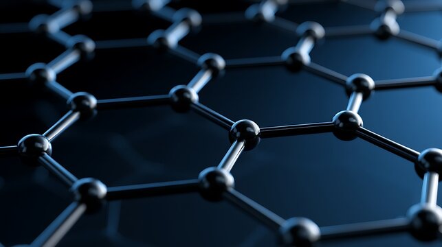 Graphene atomic structure molecular model rendering
