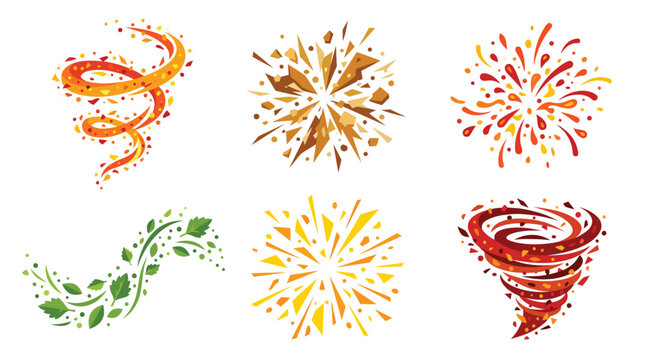Abstract Food Elements with Dynamic Sauce Splashes Herb Swirls and Spice Explosions