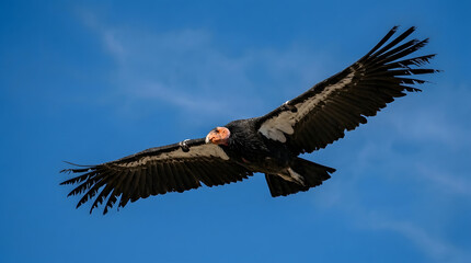 Obraz premium Majestic California Condor soaring through a clear blue sky
