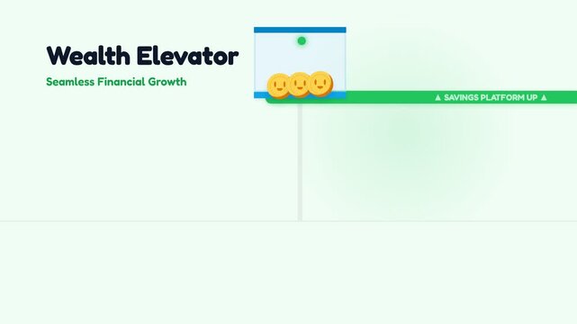 Wealth Elevator Concept Animation Showing Financial Growth and Success.