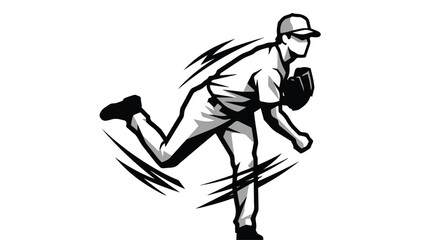 Obraz premium Black and white silhouette of a baseball player sliding into a base during a game with dynamic motion and athletic