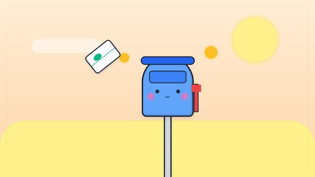 Cute Animated Mailbox Receiving a Letter and Celebrating with Confetti.
