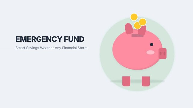 Animated Emergency Fund Savings Concept with Piggy Bank and Financial Growth.