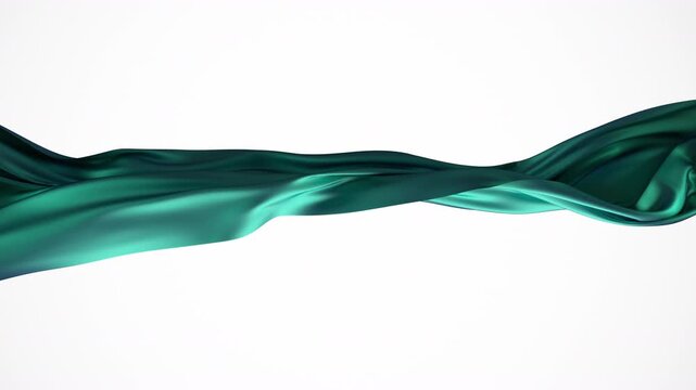 Horizontal fabric moving gracefully on a white background.